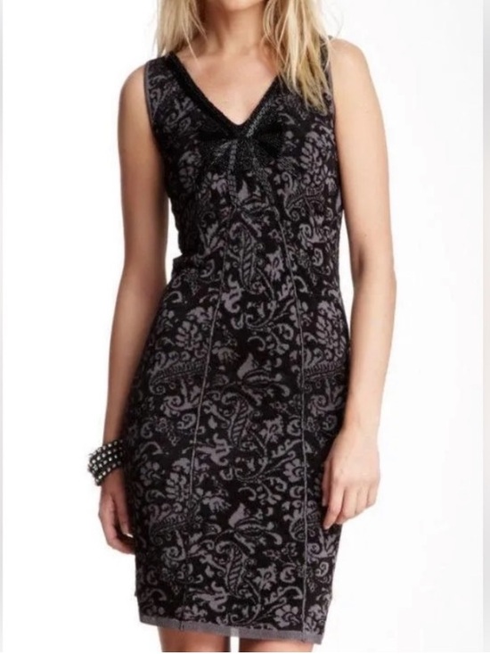 Free People Dresses & Skirts - Free People Black and Grey Starstruck Woven Beaded Bodycon Dress Sz Medium